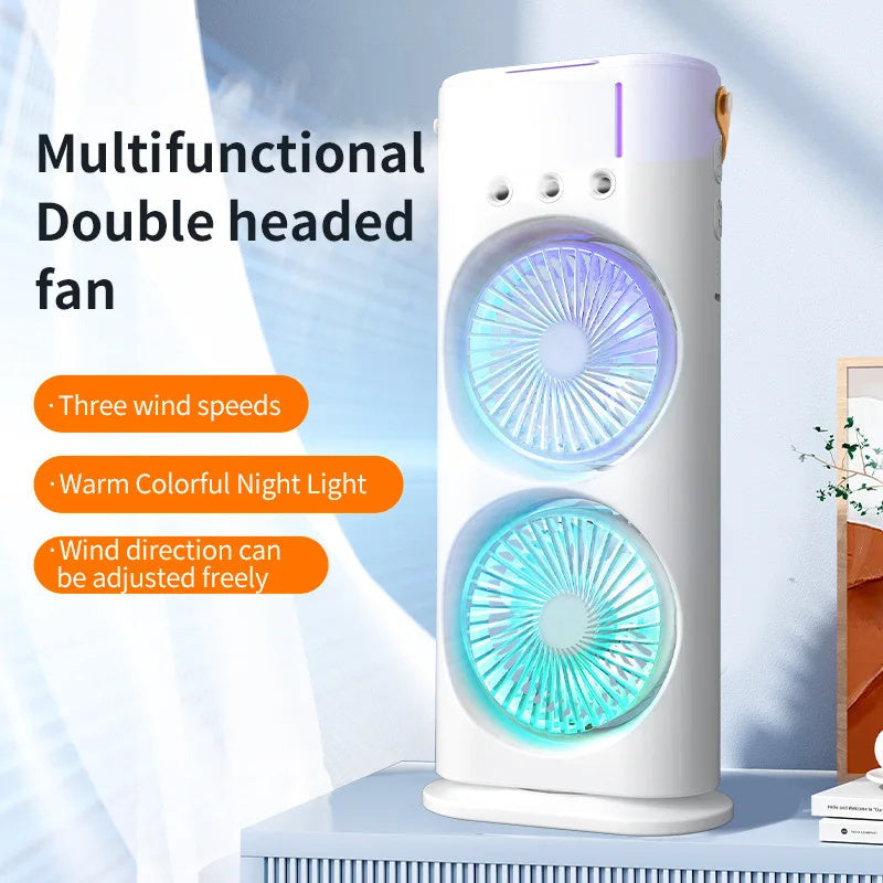 Portable Double-Ended Spray Fan with Humidifier and Air Conditioner